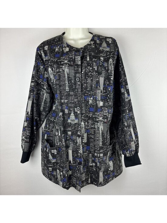 Los Angeles Rose Tops - Los Angeles Rose Med City Lights Long Sleeve Scrub Jacket Seattle DC NYC